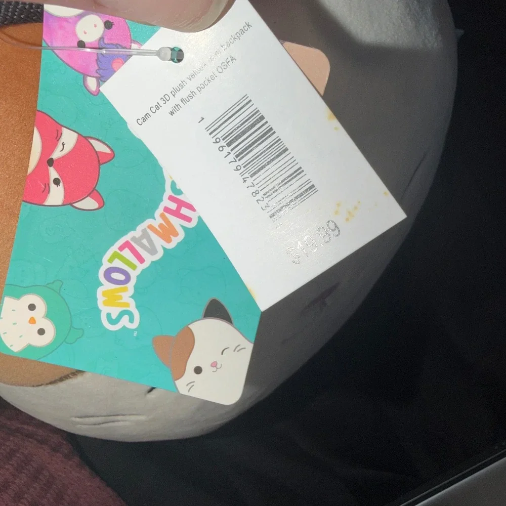 Squishmallows Cam the Calico Cat 3D Plush Backpack NWT Adjustable Straps